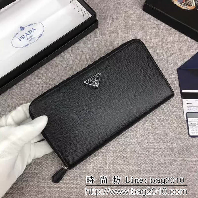 PRADA普拉達 經典款 十字紋牛皮 大號單拉鏈錢包 1M1188 DD1839
